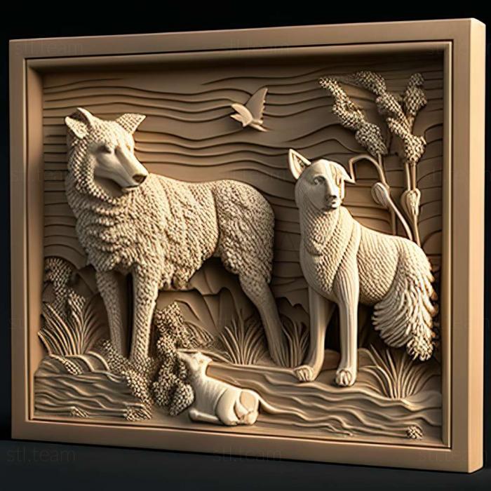 3D model Sheep Dog N Wolf game (STL)